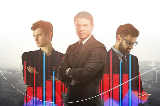 A US leader standing confidently before their team, pointing towards a graph showing upward growth and success. The team members are engaged and motivated, reflecting the leader's inspiring vision.