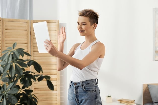 A person standing in front of a mirror, smiling and giving themselves a thumbs-up, with sticky notes with positive affirmations visible.