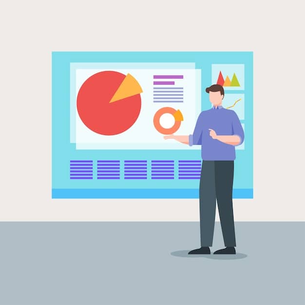 A person sitting at a desk, carefully selecting a graph to include in a presentation slide. The computer screen shows various types of charts, including a bar graph and a pie chart.