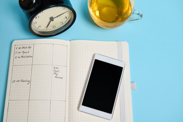A close-up shot of a person setting a timer on their phone for two minutes, with a notebook and pen beside them, symbolizing the start of a small task.