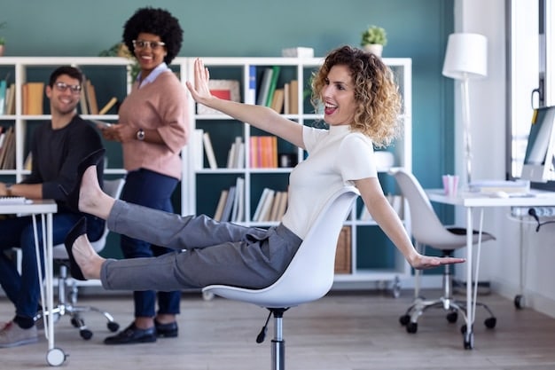 A diverse group of professionals performing various energy-boosting actions: one stretching at their desk, another drinking water, and a third taking a short walk outdoors, set against an office backdrop.