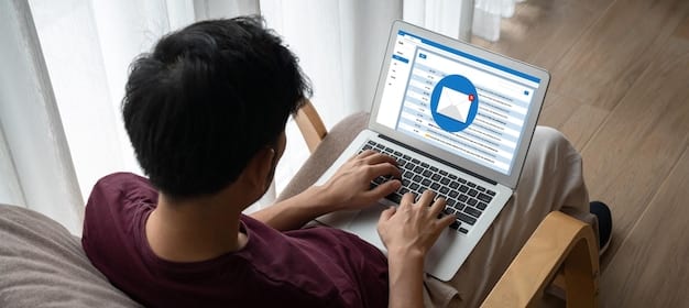 A person using a laptop to research potential influencers, highlighting profiles on LinkedIn and Twitter. The screen is well-lit and features graphs and charts indicating engagement metrics and follower counts.